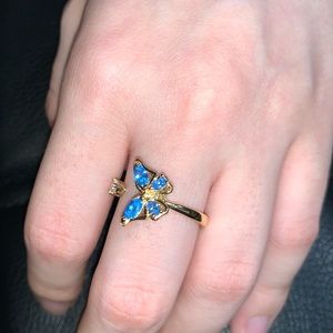 Fashion Swivel ring blue marquise butterfly Fidget ring gold plated/ adjustable